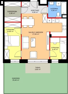 3 pokoje, mieszkanie 60,50 m², parter, oferta nr B3.08, Osiedle Zielony Zakątek - Etap II, Wołomin, ul. Legionów 142A/144