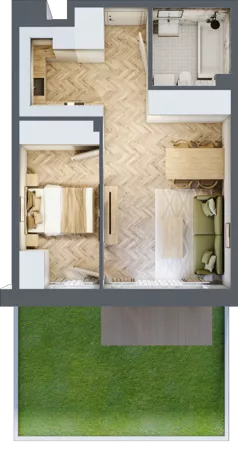 2 pokoje, mieszkanie 42,20 m², parter, oferta nr B3.06, Osiedle Zielony Zakątek - Etap II, Wołomin, ul. Legionów 142A/144