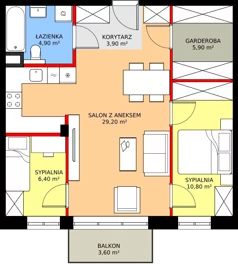 3 pokoje, mieszkanie 61,10 m², piętro 2, oferta nr B3.33, Osiedle Zielony Zakątek - Etap II, Wołomin, ul. Legionów 142A/144