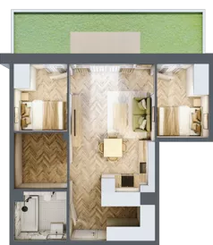 3 pokoje, mieszkanie 52,20 m², parter, oferta nr B3.02, Osiedle Zielony Zakątek - Etap II, Wołomin, ul. Legionów 142A/144