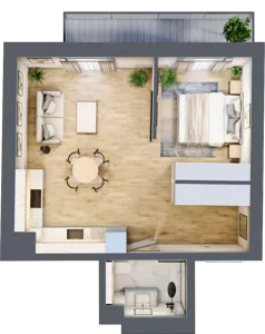 1 pokój, apartament 40,86 m², piętro 2, oferta nr 9B1, SoHo Residence II, Kraków, Grzegórzki, ul. Prochowa 8