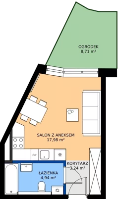 1 pokój, mieszkanie 26,16 m², parter, oferta nr B.64, Wiślane Tarasy 2.0, Kraków, Grzegórzki, ul. Grzegórzecka/Stachowskiego