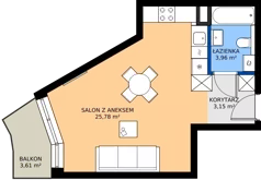 1 pokój, mieszkanie 32,89 m², piętro 1, oferta nr B.88, Wiślane Tarasy 2.0, Kraków, Grzegórzki, ul. Grzegórzecka/Stachowskiego