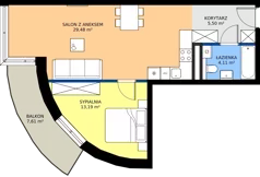 2 pokoje, mieszkanie 52,28 m², piętro 5, oferta nr B.153, Wiślane Tarasy 2.0, Kraków, Grzegórzki, ul. Grzegórzecka/Stachowskiego