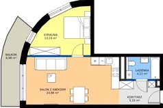 2 pokoje, mieszkanie 47,49 m², piętro 3, oferta nr B.124, Wiślane Tarasy 2.0, Kraków, Grzegórzki, ul. Grzegórzecka/Stachowskiego