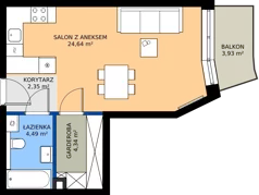 1 pokój, mieszkanie 35,82 m², piętro 2, oferta nr A.15, Wiślane Tarasy 2.0, Kraków, Grzegórzki, ul. Grzegórzecka/Stachowskiego