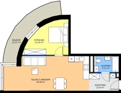 2 pokoje, mieszkanie 52,11 m², piętro 5, oferta nr B.154, Wiślane Tarasy 2.0, Kraków, Grzegórzki, ul. Grzegórzecka/Stachowskiego