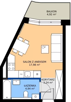 1 pokój, mieszkanie 26,16 m², piętro 1, oferta nr B.78, Wiślane Tarasy 2.0, Kraków, Grzegórzki, ul. Grzegórzecka/Stachowskiego