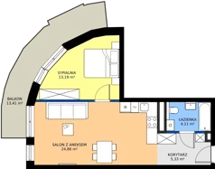 2 pokoje, mieszkanie 47,49 m², piętro 7, oferta nr B.176, Wiślane Tarasy 2.0, Kraków, Grzegórzki, ul. Grzegórzecka/Stachowskiego