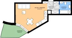 1 pokój, mieszkanie 34,36 m², parter, oferta nr B.72, Wiślane Tarasy 2.0, Kraków, Grzegórzki, ul. Grzegórzecka/Stachowskiego