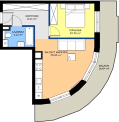 2 pokoje, mieszkanie 43,99 m², piętro 1, oferta nr B.80, Wiślane Tarasy 2.0, Kraków, Grzegórzki, ul. Grzegórzecka/Stachowskiego
