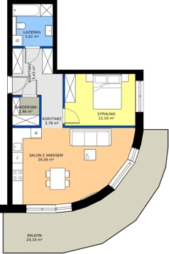 2 pokoje, mieszkanie 55,95 m², piętro 4, oferta nr B.134, Wiślane Tarasy 2.0, Kraków, Grzegórzki, ul. Grzegórzecka/Stachowskiego