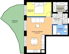 2 pokoje, mieszkanie 47,24 m², parter, oferta nr A.1, Wiślane Tarasy 2.0, Kraków, Grzegórzki, ul. Grzegórzecka/Stachowskiego