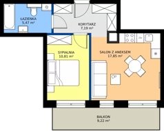 2 pokoje, mieszkanie 41,32 m², piętro 2, oferta nr B.98, Wiślane Tarasy 2.0, Kraków, Grzegórzki, ul. Grzegórzecka/Stachowskiego