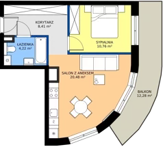 2 pokoje, mieszkanie 43,87 m², piętro 3, oferta nr B.114, Wiślane Tarasy 2.0, Kraków, Grzegórzki, ul. Grzegórzecka/Stachowskiego