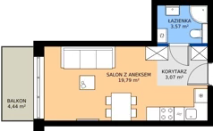 1 pokój, mieszkanie 26,43 m², piętro 1, oferta nr B.87, Wiślane Tarasy 2.0, Kraków, Grzegórzki, ul. Grzegórzecka/Stachowskiego