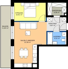 2 pokoje, mieszkanie 47,24 m², piętro 1, oferta nr A.6, Wiślane Tarasy 2.0, Kraków, Grzegórzki, ul. Grzegórzecka/Stachowskiego