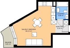 1 pokój, mieszkanie 33,54 m², piętro 2, oferta nr B.105, Wiślane Tarasy 2.0, Kraków, Grzegórzki, ul. Grzegórzecka/Stachowskiego