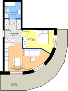 2 pokoje, mieszkanie 46,06 m², piętro 5, oferta nr B.149, Wiślane Tarasy 2.0, Kraków, Grzegórzki, ul. Grzegórzecka/Stachowskiego
