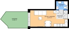 1 pokój, mieszkanie 26,43 m², parter, oferta nr B.70, Wiślane Tarasy 2.0, Kraków, Grzegórzki, ul. Grzegórzecka/Stachowskiego