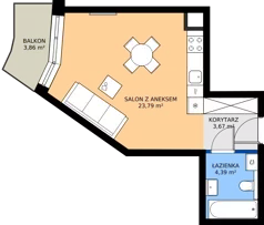 1 pokój, mieszkanie 31,85 m², piętro 1, oferta nr B.76, Wiślane Tarasy 2.0, Kraków, Grzegórzki, ul. Grzegórzecka/Stachowskiego