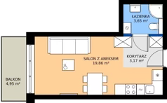 1 pokój, mieszkanie 26,68 m², piętro 2, oferta nr B.104, Wiślane Tarasy 2.0, Kraków, Grzegórzki, ul. Grzegórzecka/Stachowskiego