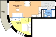 2 pokoje, mieszkanie 47,07 m², piętro 1, oferta nr B.90, Wiślane Tarasy 2.0, Kraków, Grzegórzki, ul. Grzegórzecka/Stachowskiego