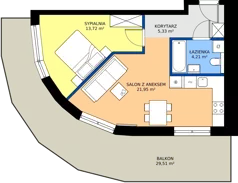 2 pokoje, mieszkanie 45,21 m², piętro 3, oferta nr B.119, Wiślane Tarasy 2.0, Kraków, Grzegórzki, ul. Grzegórzecka/Stachowskiego