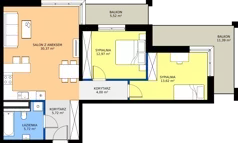 3 pokoje, mieszkanie 72,40 m², piętro 1, oferta nr A13, Bunscha Residence, Kraków, Dębniki, Ruczaj, ul. Bunscha