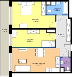 3 pokoje, mieszkanie 82,92 m², piętro 5, oferta nr A50, Bunscha Residence, Kraków, Dębniki, Ruczaj, ul. Bunscha