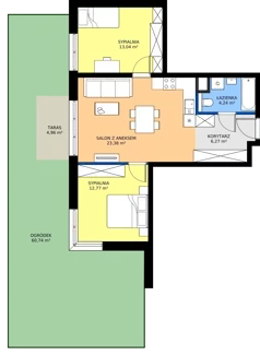 2 pokoje, mieszkanie 59,70 m², parter, oferta nr B6, Bunscha Residence, Kraków, Dębniki, Ruczaj, ul. Bunscha