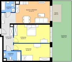 3 pokoje, mieszkanie 83,90 m², parter, oferta nr B3, Bunscha Residence, Kraków, Dębniki, Ruczaj, ul. Bunscha