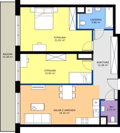 3 pokoje, mieszkanie 82,79 m², piętro 5, oferta nr B55, Bunscha Residence, Kraków, Dębniki, Ruczaj, ul. Bunscha