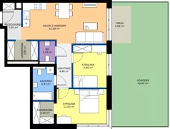 3 pokoje, mieszkanie 67,64 m², parter, oferta nr C9, Bunscha Residence, Kraków, Dębniki, Ruczaj, ul. Bunscha