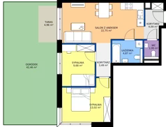 3 pokoje, mieszkanie 59,85 m², parter, oferta nr C2, Bunscha Residence, Kraków, Dębniki, Ruczaj, ul. Bunscha