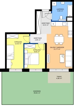 3 pokoje, mieszkanie 59,52 m², parter, oferta nr C1, Bunscha Residence, Kraków, Dębniki, Ruczaj, ul. Bunscha