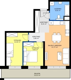 3 pokoje, mieszkanie 59,52 m², piętro 1, oferta nr C10, Bunscha Residence, Kraków, Dębniki, Ruczaj, ul. Bunscha