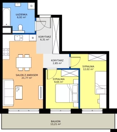3 pokoje, mieszkanie 59,52 m², piętro 1, oferta nr C19, Bunscha Residence, Kraków, Dębniki, Ruczaj, ul. Bunscha
