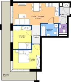 3 pokoje, mieszkanie 59,85 m², piętro 1, oferta nr C11, Bunscha Residence, Kraków, Dębniki, Ruczaj, ul. Bunscha