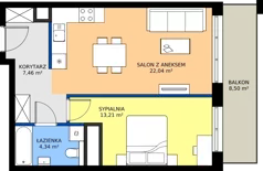 2 pokoje, mieszkanie 47,05 m², piętro 2, oferta nr D23, Bunscha Residence, Kraków, Dębniki, Ruczaj, ul. Bunscha