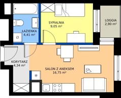 2 pokoje, mieszkanie 34,55 m², piętro 4, oferta nr 86.19, Piasta Towers 86/86A, Kraków, Mistrzejowice, os. Bohaterów Września