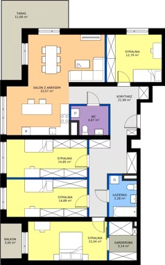 5 pokoi, mieszkanie 128,22 m², piętro 1, oferta nr 1, Piasta Towers Bud. 9, Kraków, Mistrzejowice, os. Bohaterów Września