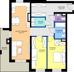 3 pokoje, mieszkanie 81,97 m², piętro 8, oferta nr 66, Piasta Towers Bud. 9, Kraków, Mistrzejowice, os. Bohaterów Września