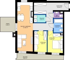 3 pokoje, mieszkanie 76,91 m², piętro 4, oferta nr 36, Piasta Towers Bud. 9, Kraków, Mistrzejowice, os. Bohaterów Września
