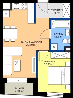 3 pokoje, mieszkanie 42,55 m², piętro 5, oferta nr 42, Piasta Towers Bud. 9, Kraków, Mistrzejowice, os. Bohaterów Września