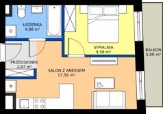 2 pokoje, mieszkanie 34,89 m², piętro 4, oferta nr 32, Piasta Towers Bud. 9, Kraków, Mistrzejowice, os. Bohaterów Września