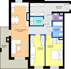 3 pokoje, mieszkanie 81,97 m², piętro 6, oferta nr 51, Piasta Towers Bud. 9, Kraków, Mistrzejowice, os. Bohaterów Września