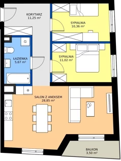 3 pokoje, mieszkanie 67,15 m², piętro 5, oferta nr 41, Piasta Towers Bud. 9, Kraków, Mistrzejowice, os. Bohaterów Września