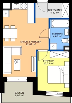 2 pokoje, mieszkanie 42,54 m², piętro 4, oferta nr 35, Piasta Towers Bud. 9, Kraków, Mistrzejowice, os. Bohaterów Września