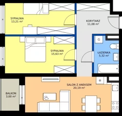 3 pokoje, mieszkanie 65,43 m², piętro 4, oferta nr 29, Piasta Towers Bud. 9, Kraków, Mistrzejowice, os. Bohaterów Września